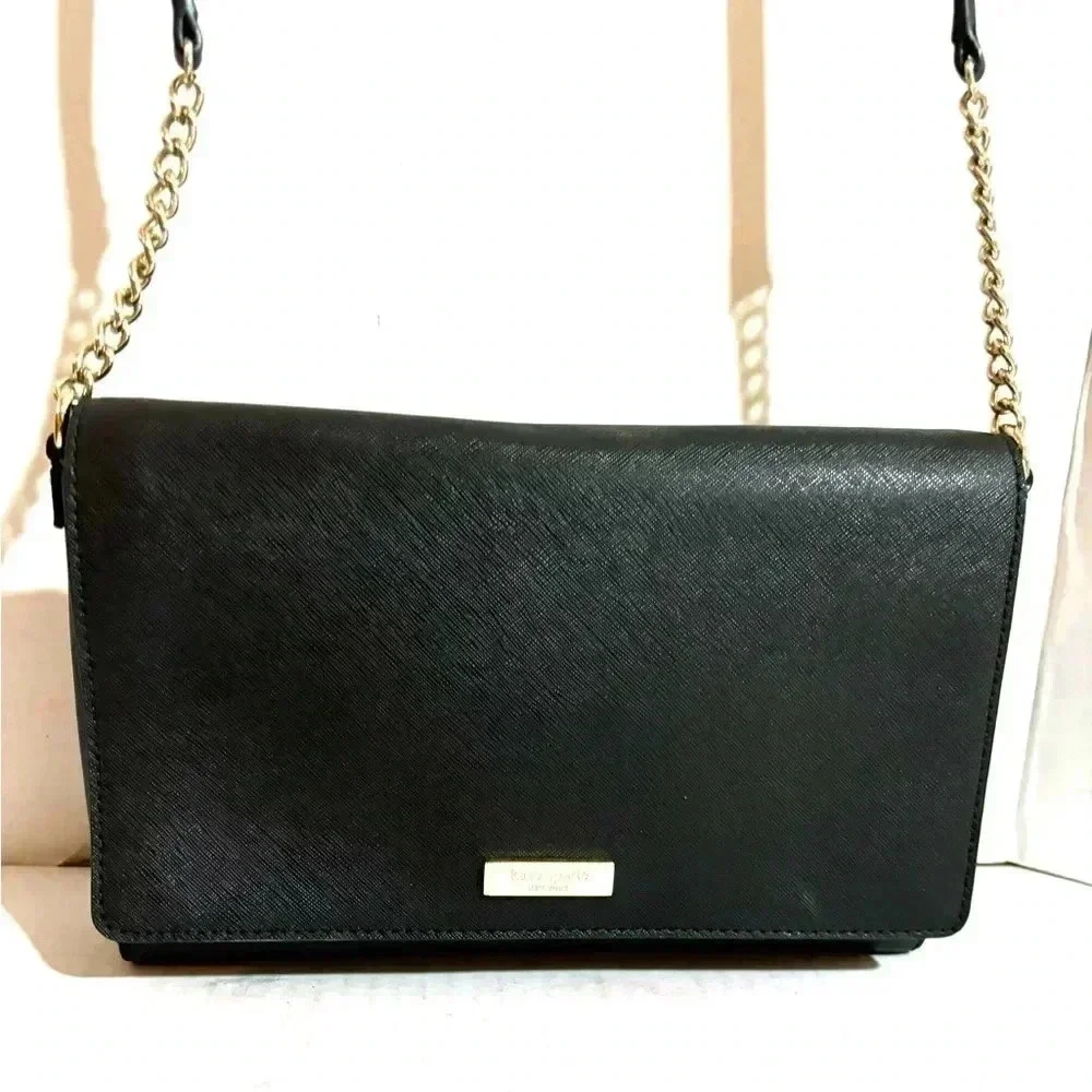 Kate spade black leather crossbody handbag